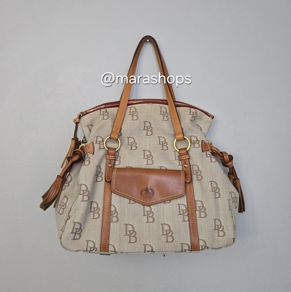 Dooney Bourke Smith Bag Canvas DB Logo Florentine Tote - Picture 2 of 8